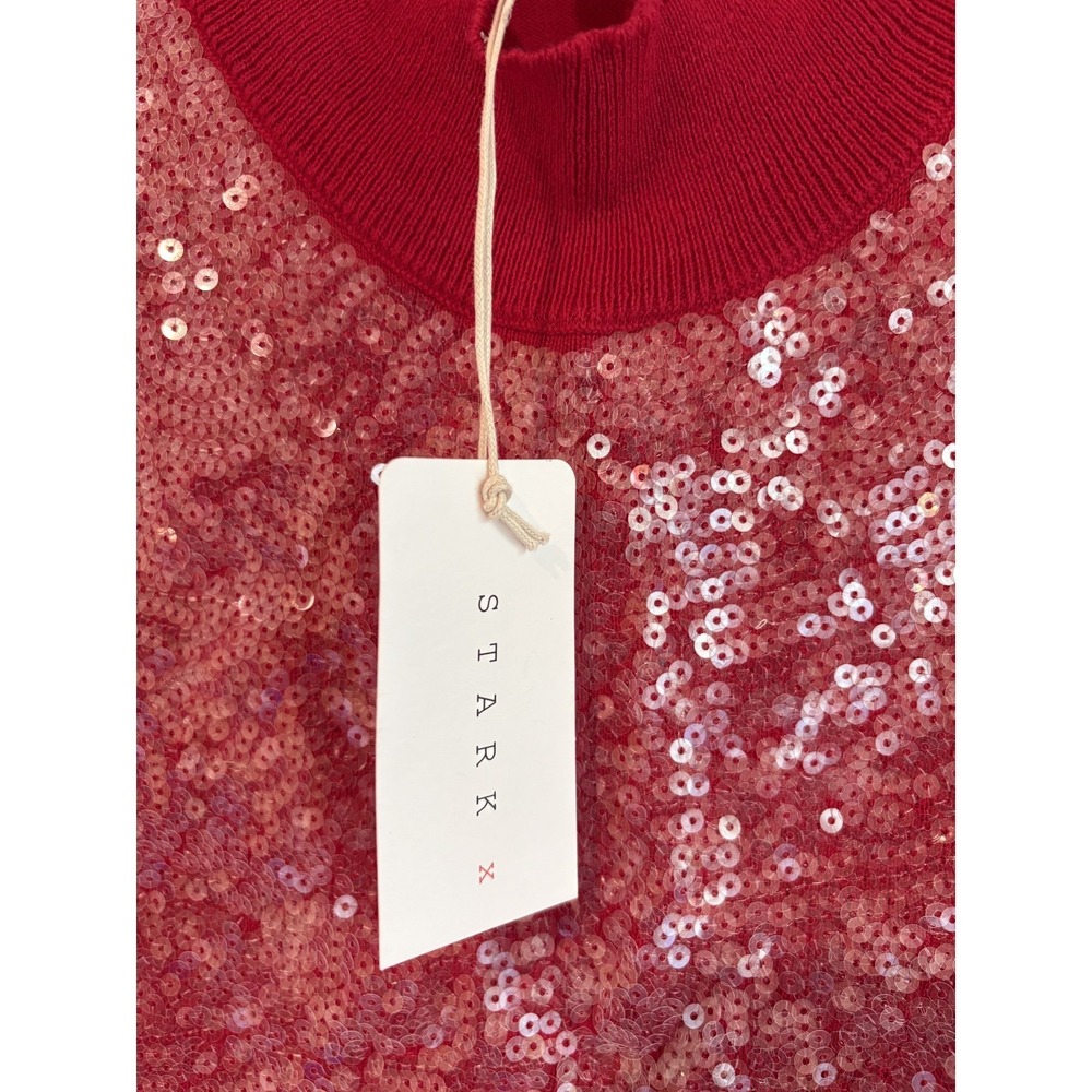 NWT STARKx Georgia Ruby Vest Top Mock Neck Sequin Front Knit Sleeveless Top S - Picture 6 of 10